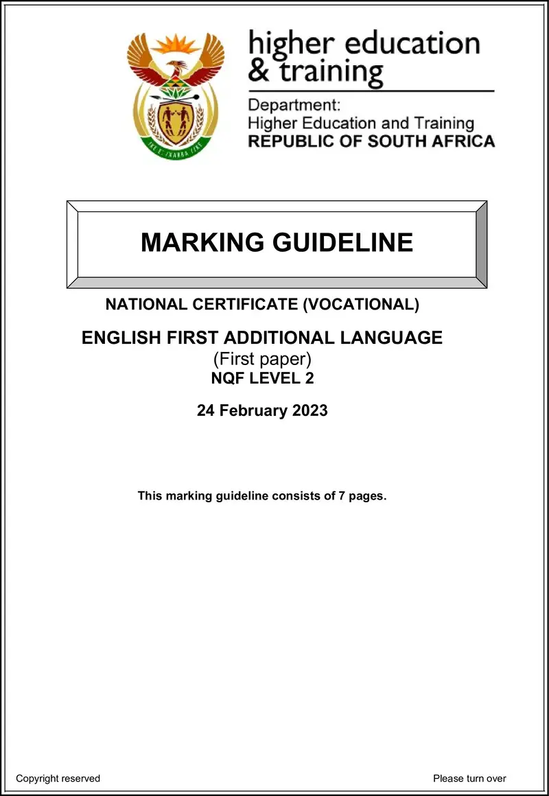 First Additional Language L2 P1 MEMO Feb 2023 preview