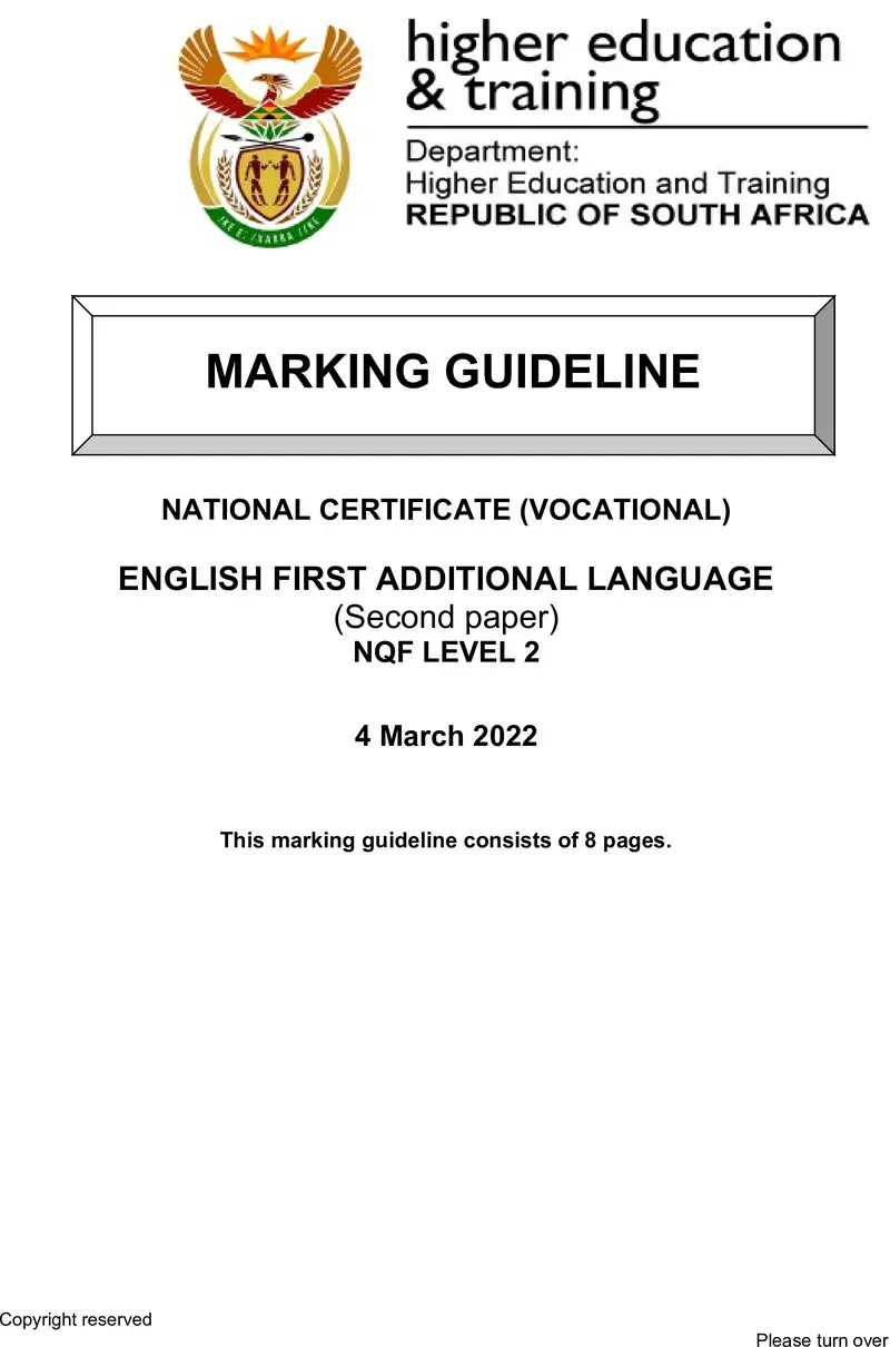 First Additional Language L2 P2 MEMO Supp Feb 2022 preview
