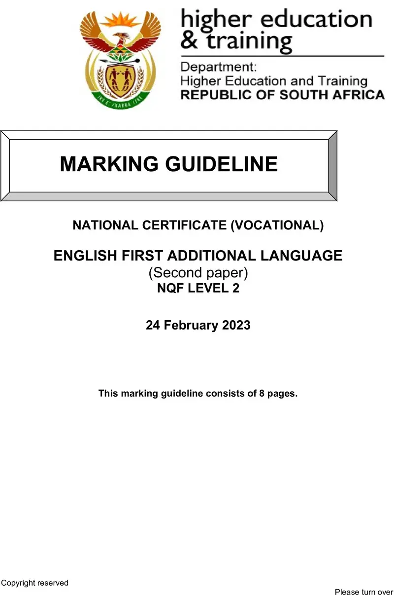 First Additional Language L2 P2 MEMO Supp Feb 2023 preview