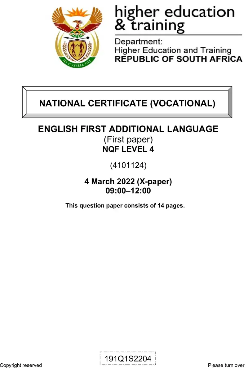 English First Additional Language L4 P1 Supp QP Feb 2022 preview