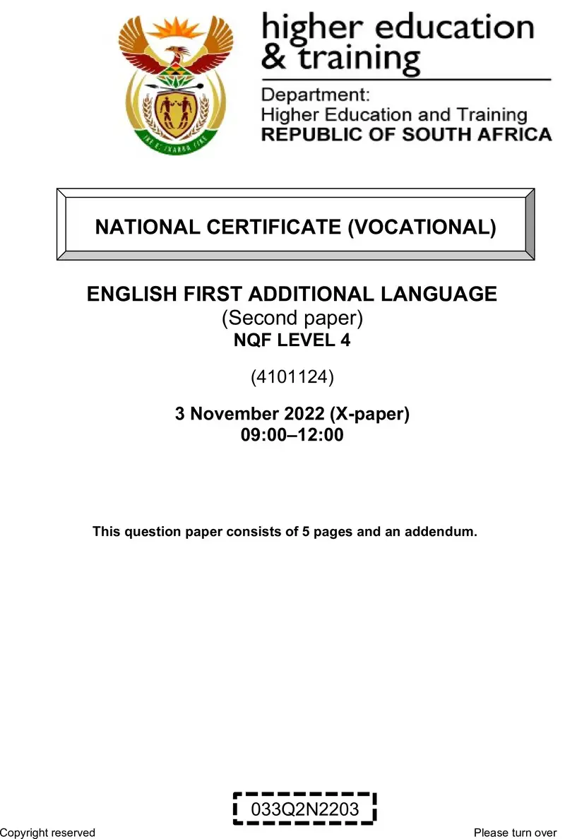 English First Additional Language L4 P2 Nov QP 2022 preview
