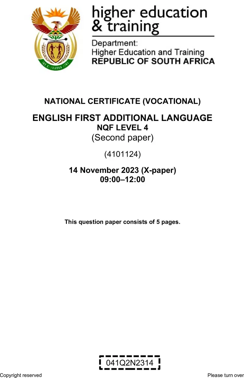 English First Additional Language L4 P2 QP Nov 2023 preview