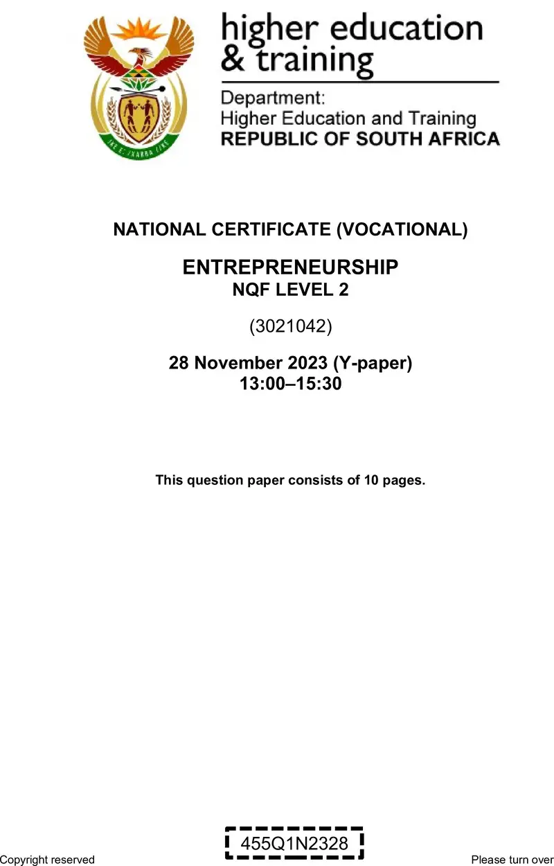 Entrepreneurship L2 QP Nov 2023 preview