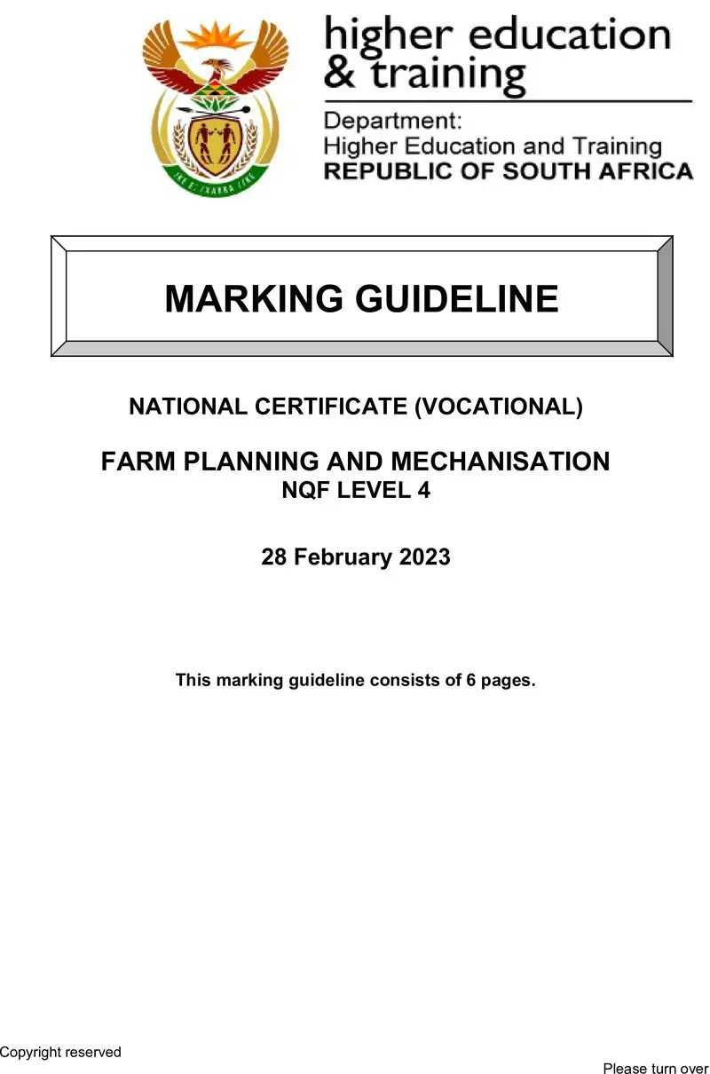 Farm Planning And Mechanisation L4 MEMO Supp Feb 2023 preview