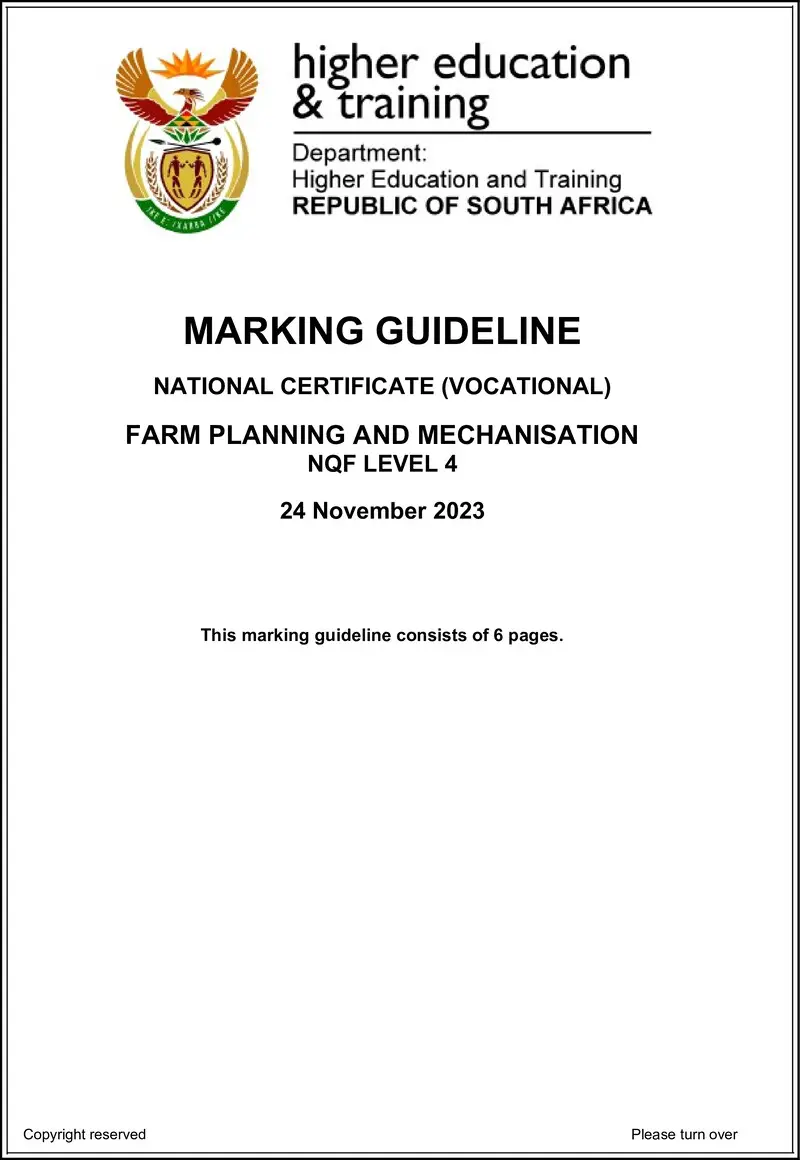 Farm Planning And Mechanisation L4 Nov MEMO 2023 preview