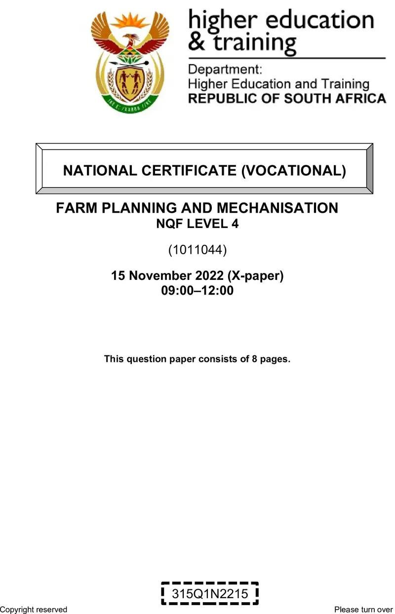 Farm Planning And Mechanisation L4 QP Nov 2022 preview