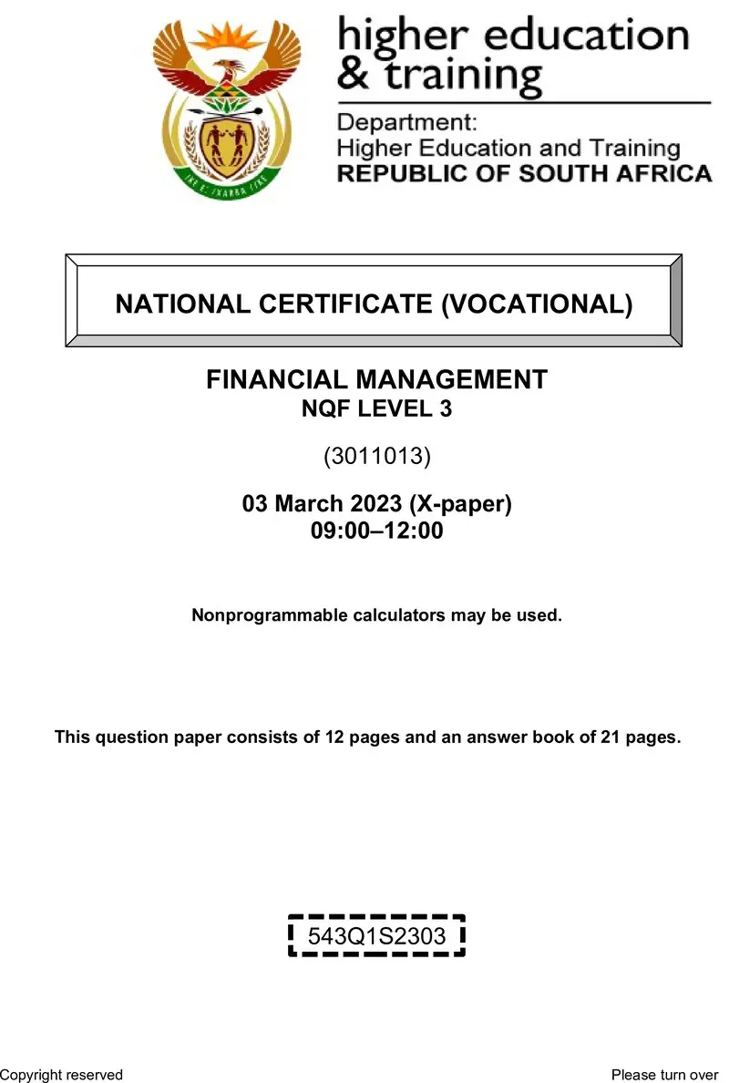 Financial Management L3 QP Feb 2023 preview