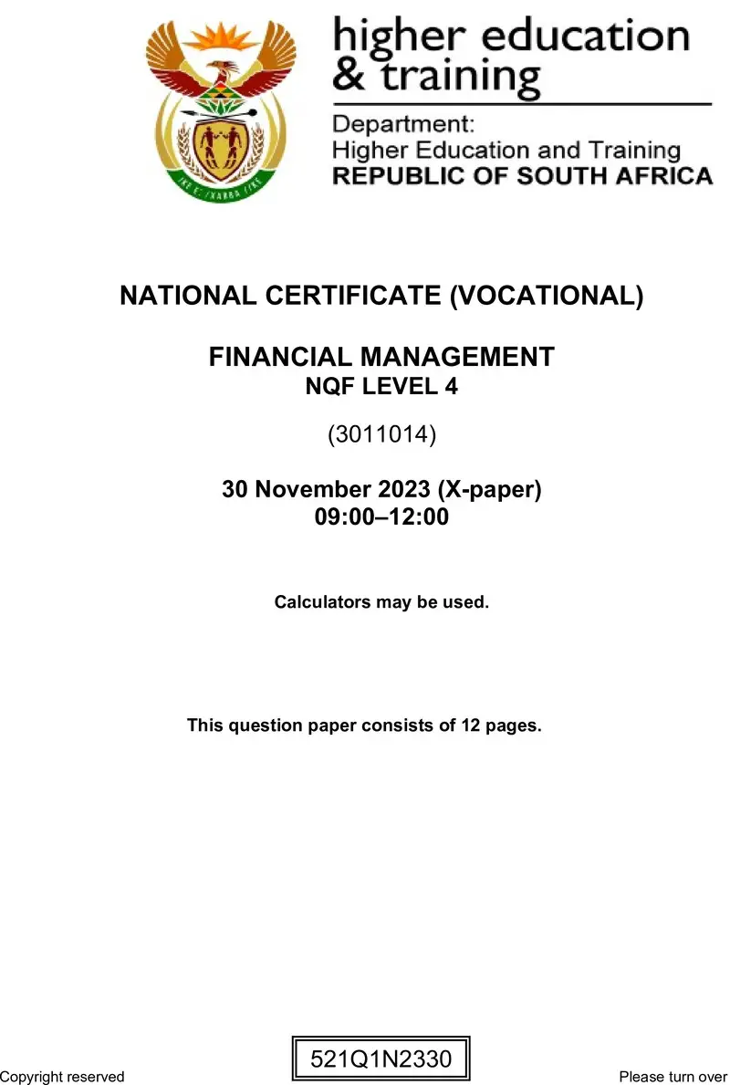 Financial Management L4 Nov QP 2023 preview