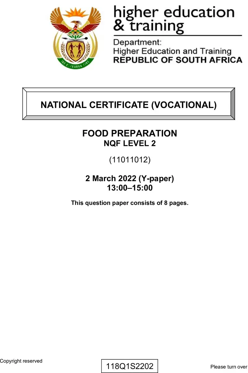 Food Preparation L2 QP Supp Feb 2022 preview