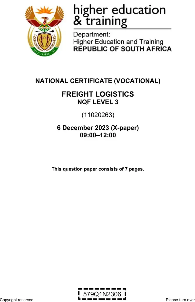 Freight Logistics L3 QP Nov 2023 preview