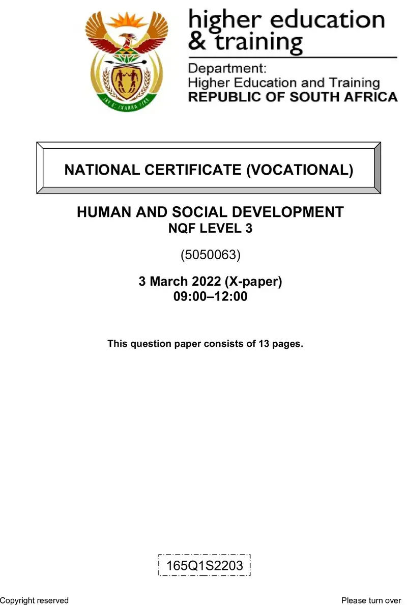 And Social Development L3 Supp QP Feb 2022 Moller preview