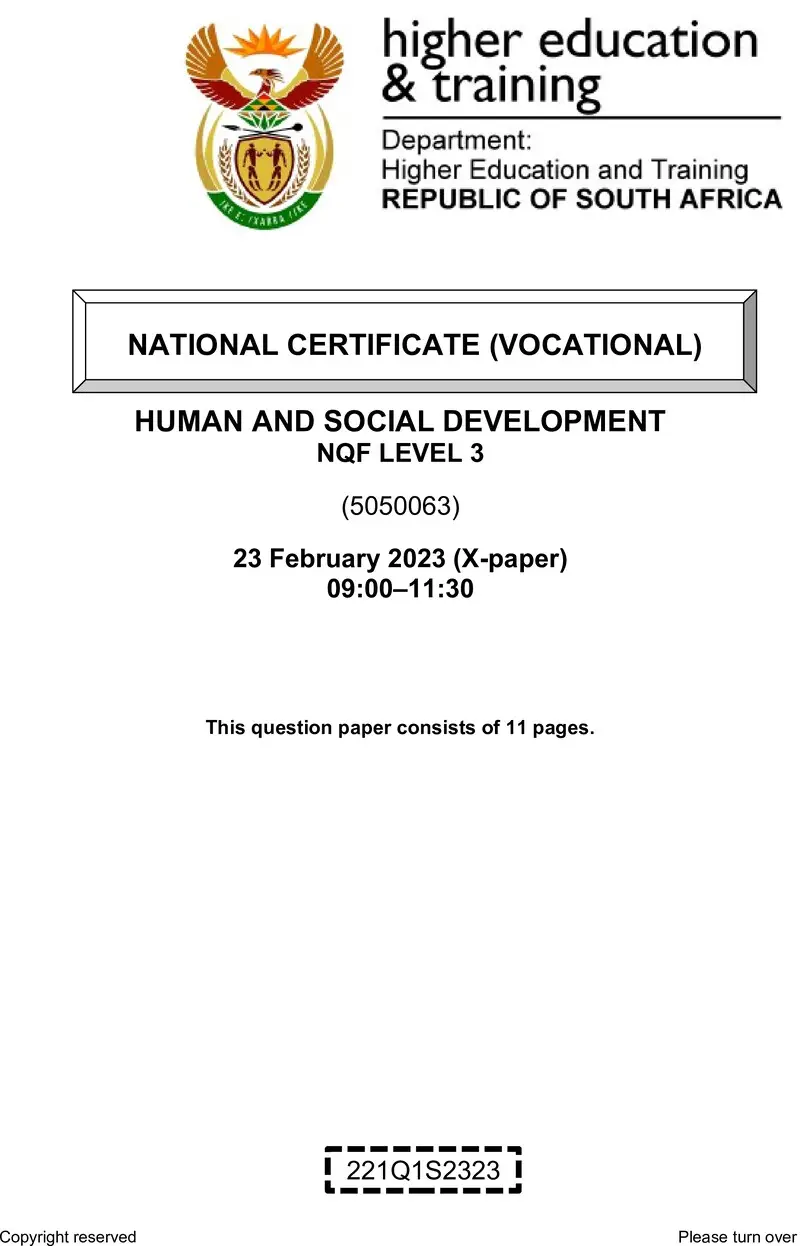Human And Social Development L3 QP Feb 2023 preview