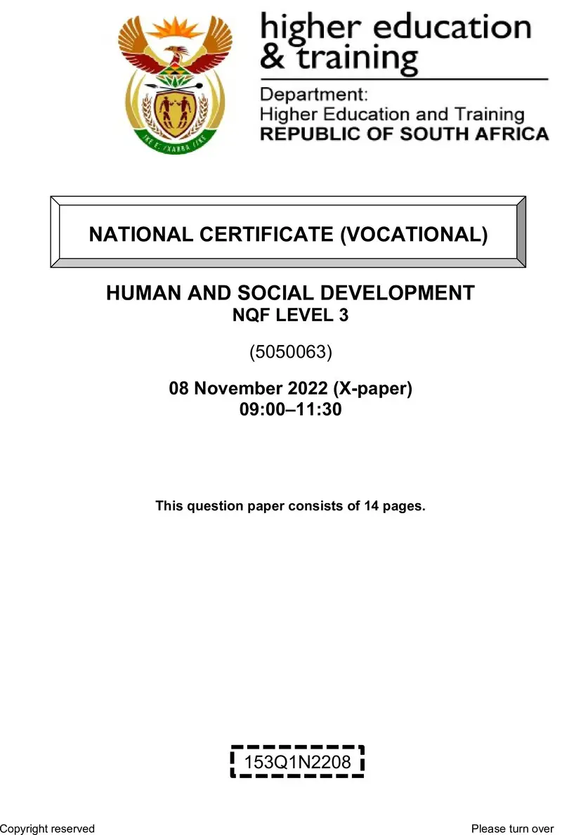 Human And Social Development L3 QP Nov 2022 Tromp preview