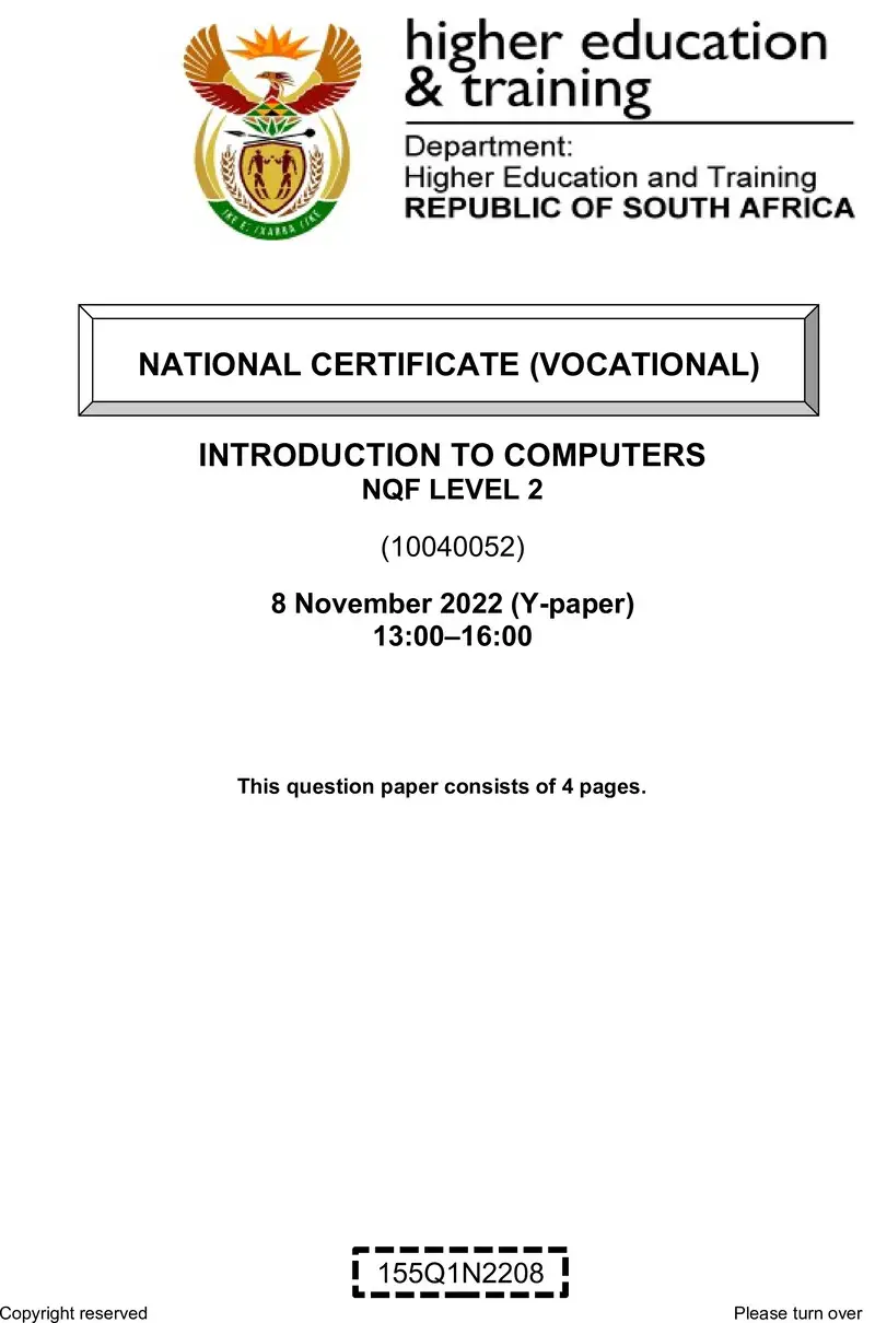 Introduction To Computers L2 Nov QP 2022 Ed Bedeker preview