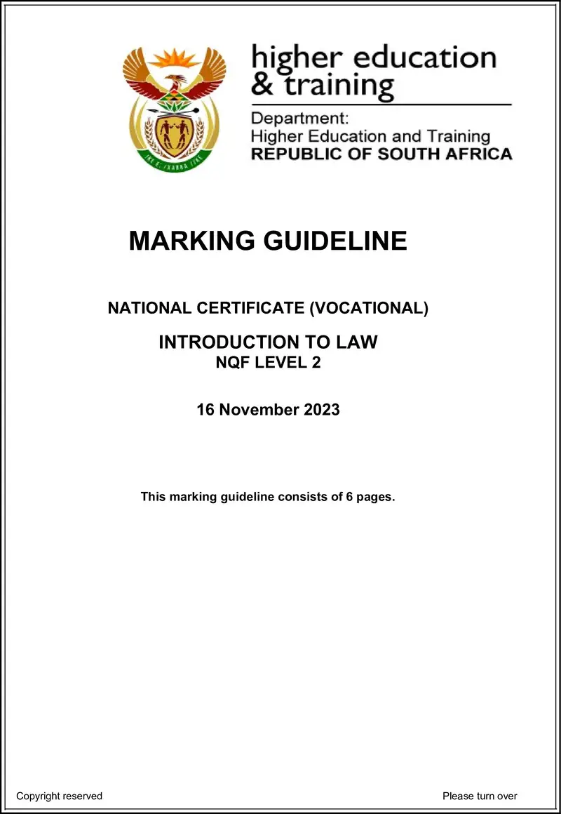 Introduction To Law L2 Nov MEMO 2023 preview