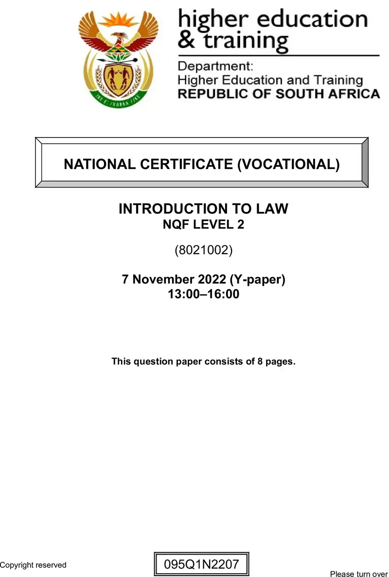 Introduction To Law L2 QP Nov 2022 Moller preview