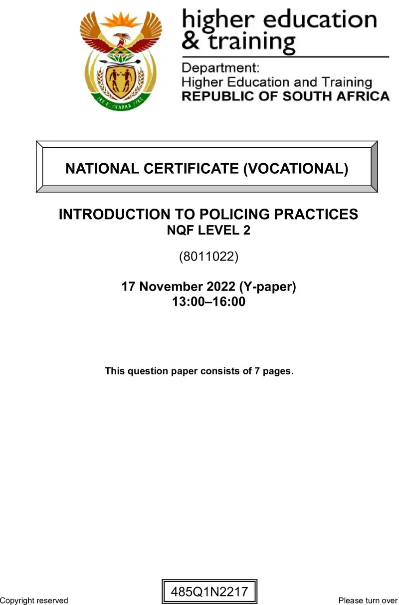 Introduction To Policing Practices L2 Nov QP 2022 Moller preview