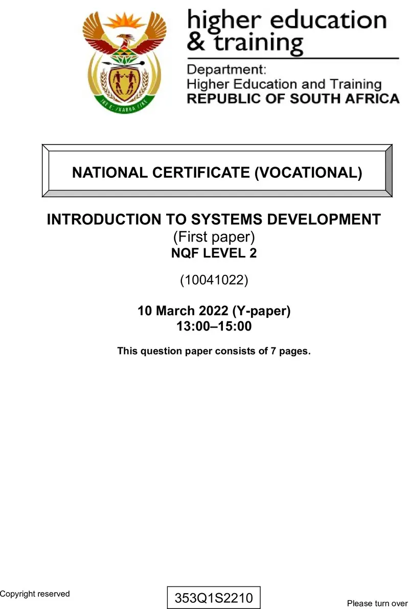 To Systems Development L2 P1 QP Supp Feb 2022 preview