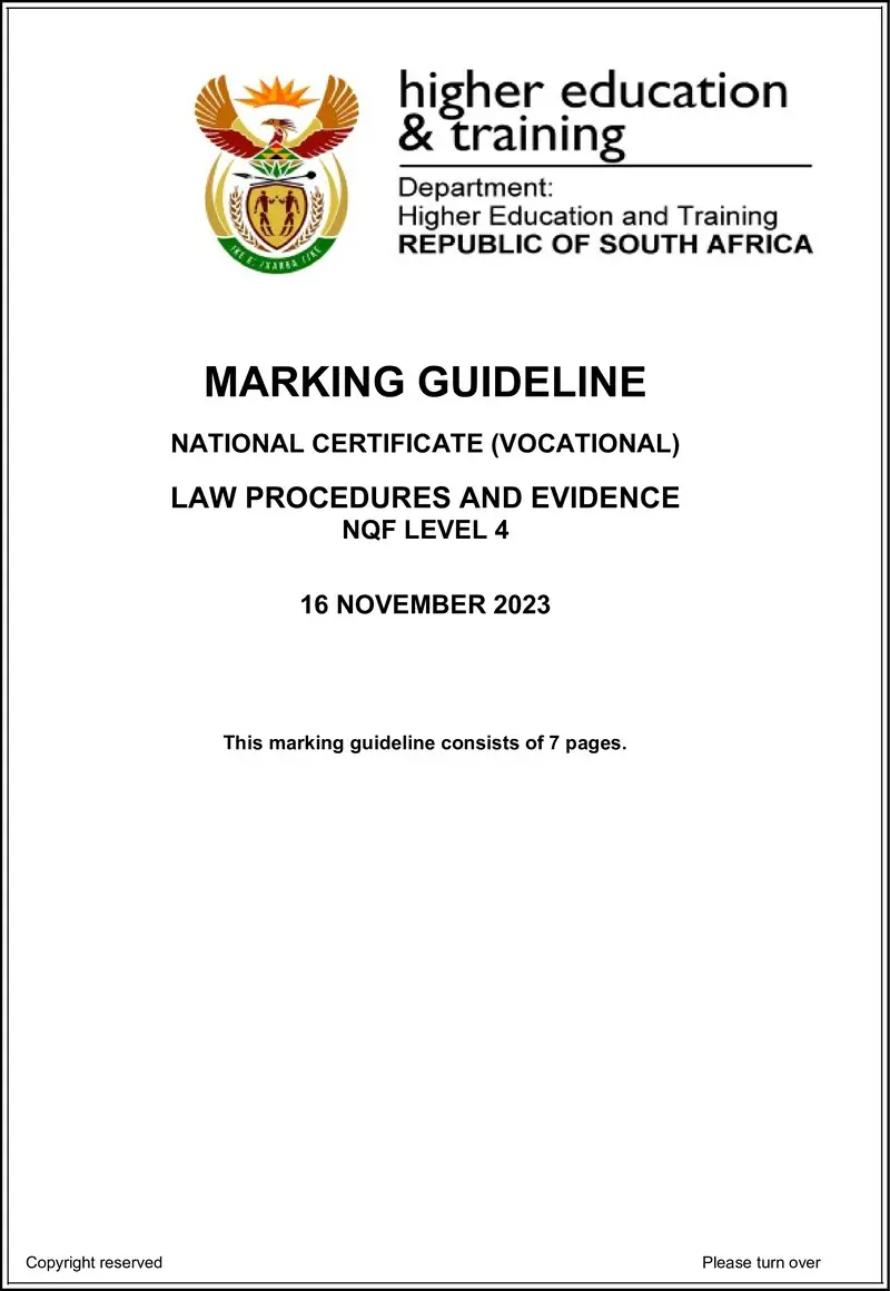 Law Procedures And Evidence L4 MEMO Nov 2023 preview