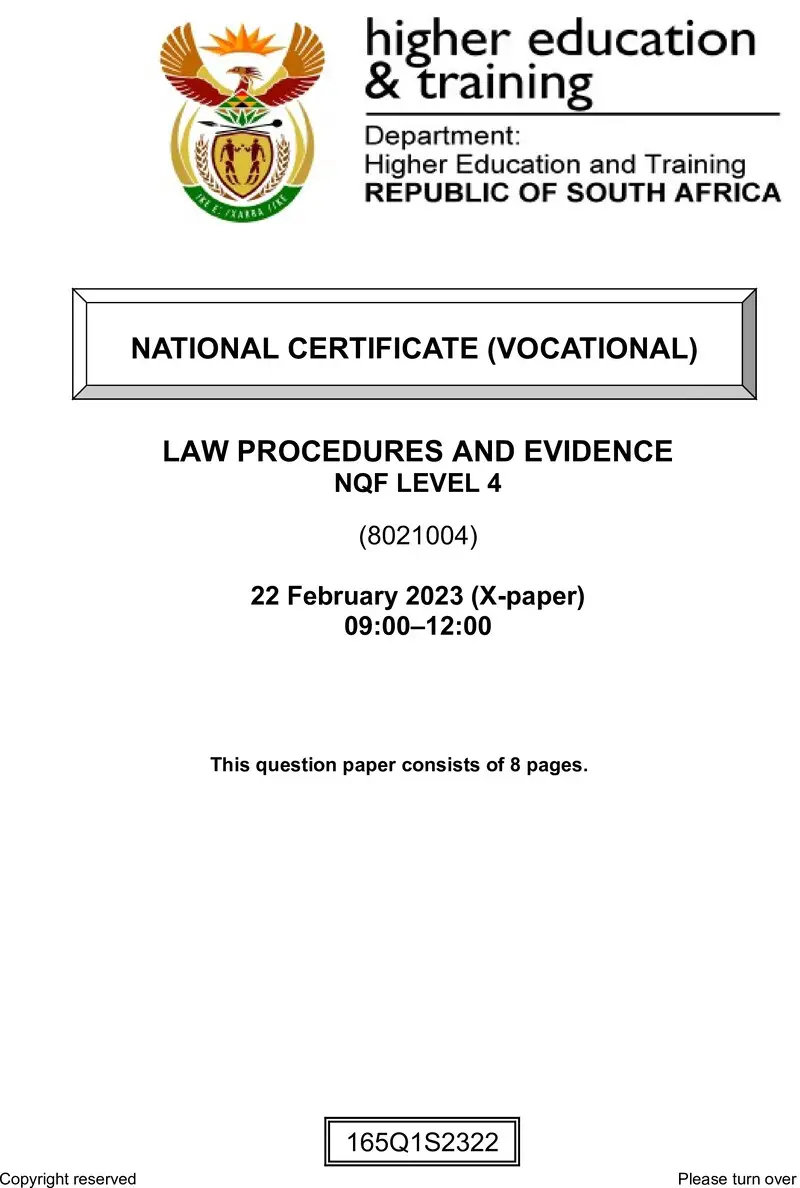 Law Procedures And Evidence L4 Supp QP Feb 2023 preview