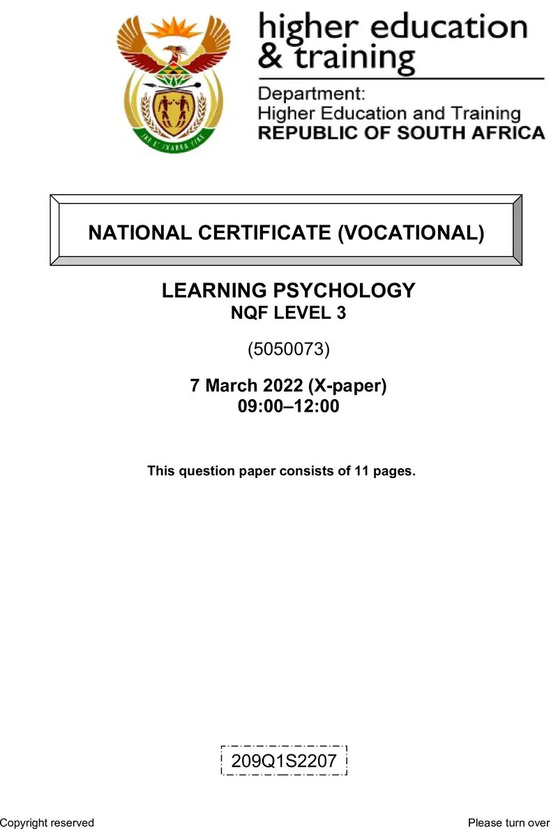 Psychology L3 Supp QP Feb 2022 Moller preview