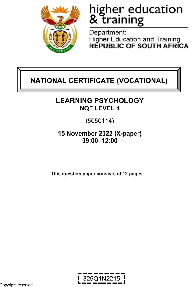 Learning Psychology L4 QP Nov 2022 preview