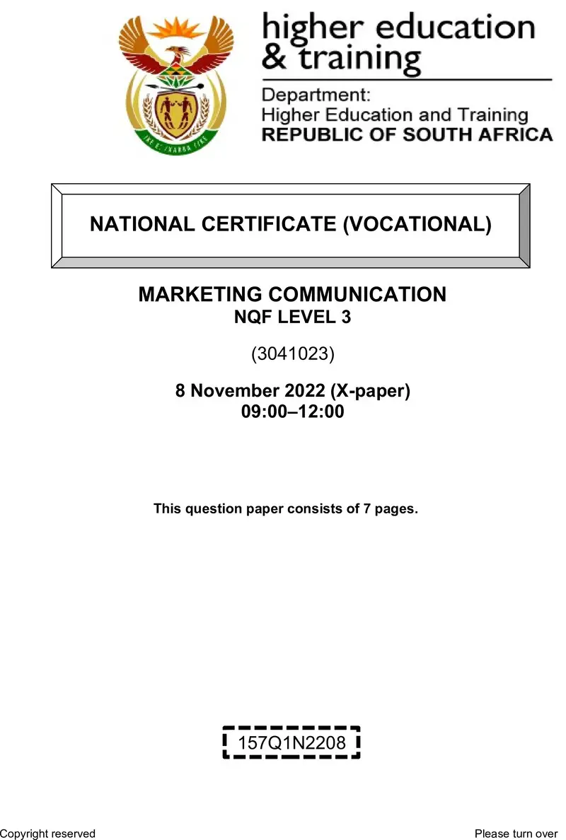 Marketing Communication L3 Nov QP 2022 preview