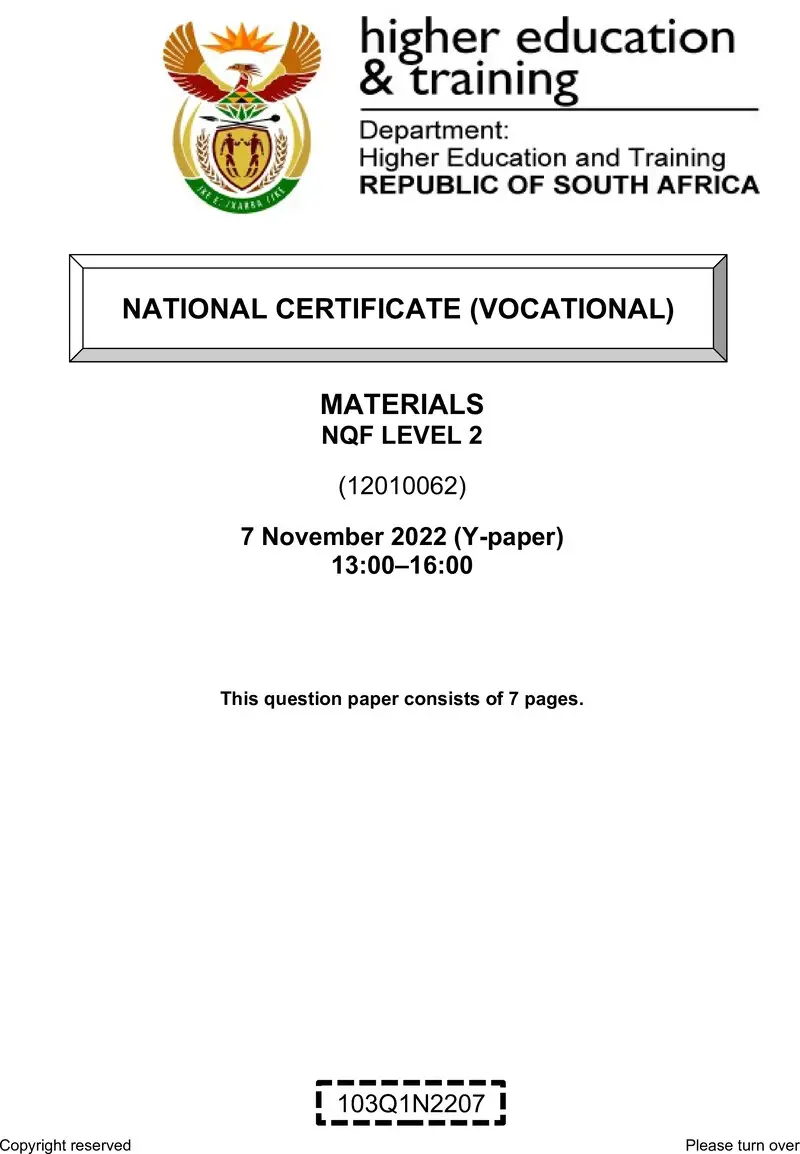 Materials L2 QP Nov 2022 Ed Bedeker preview