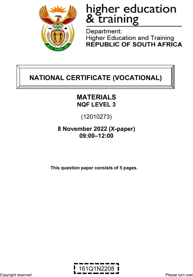 Materials L3 Nov QP 2022 Ed Bedeker preview