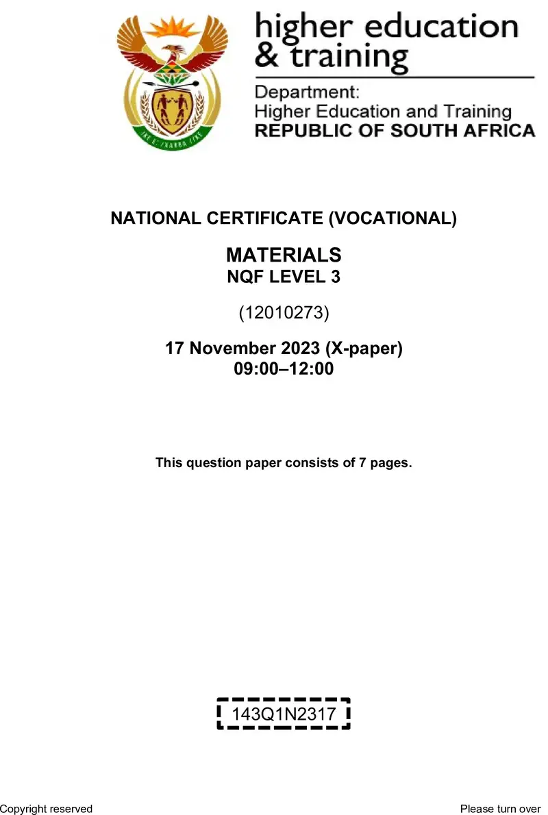Materials L3 QP Nov 2023 preview