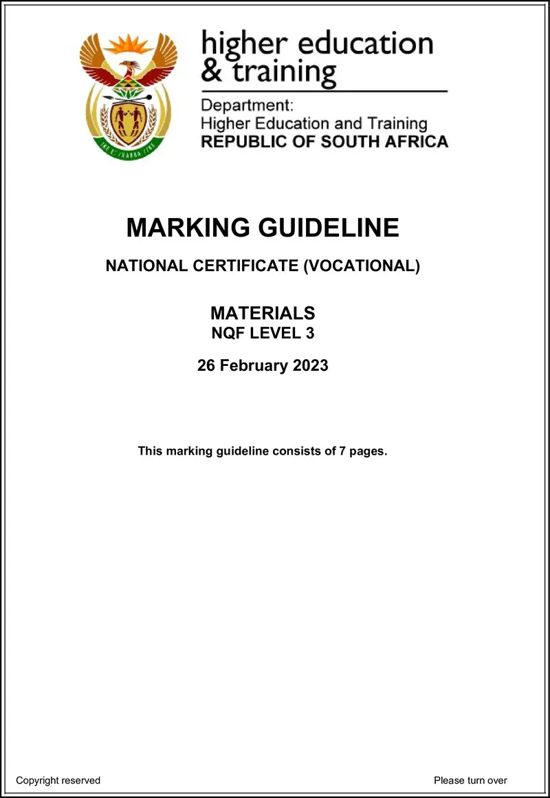 Materials L3 Supp MEMO Feb 2022 Not 2023 preview
