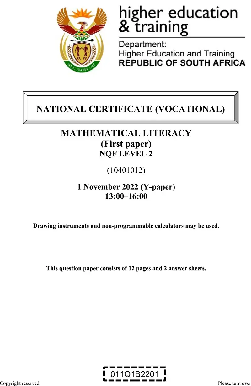 Mathematical Literacy L2 P1 QP Nov 2022 preview