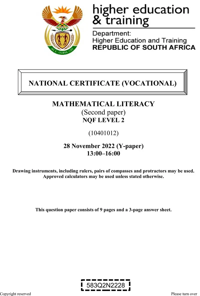 Mathematical Literacy L2 P2 QP Nov 2022 preview