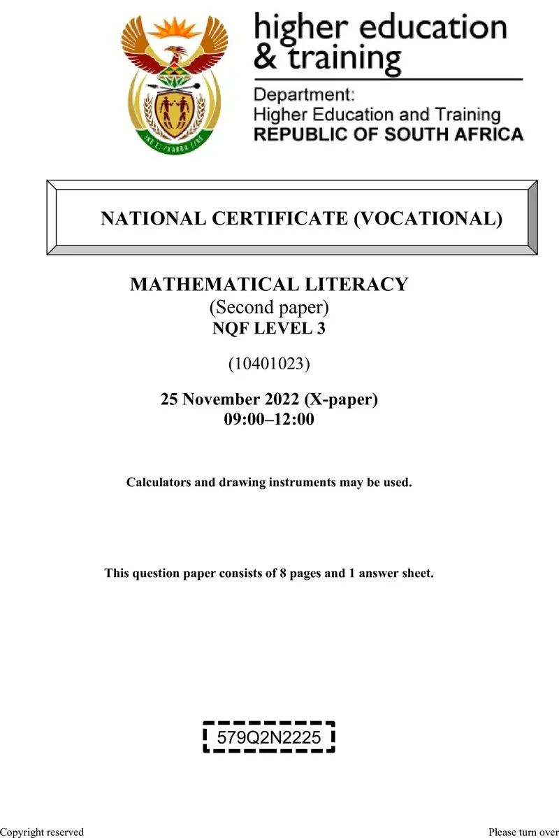 Mathematical Literacy L3 P2 QP Nov 2022 preview