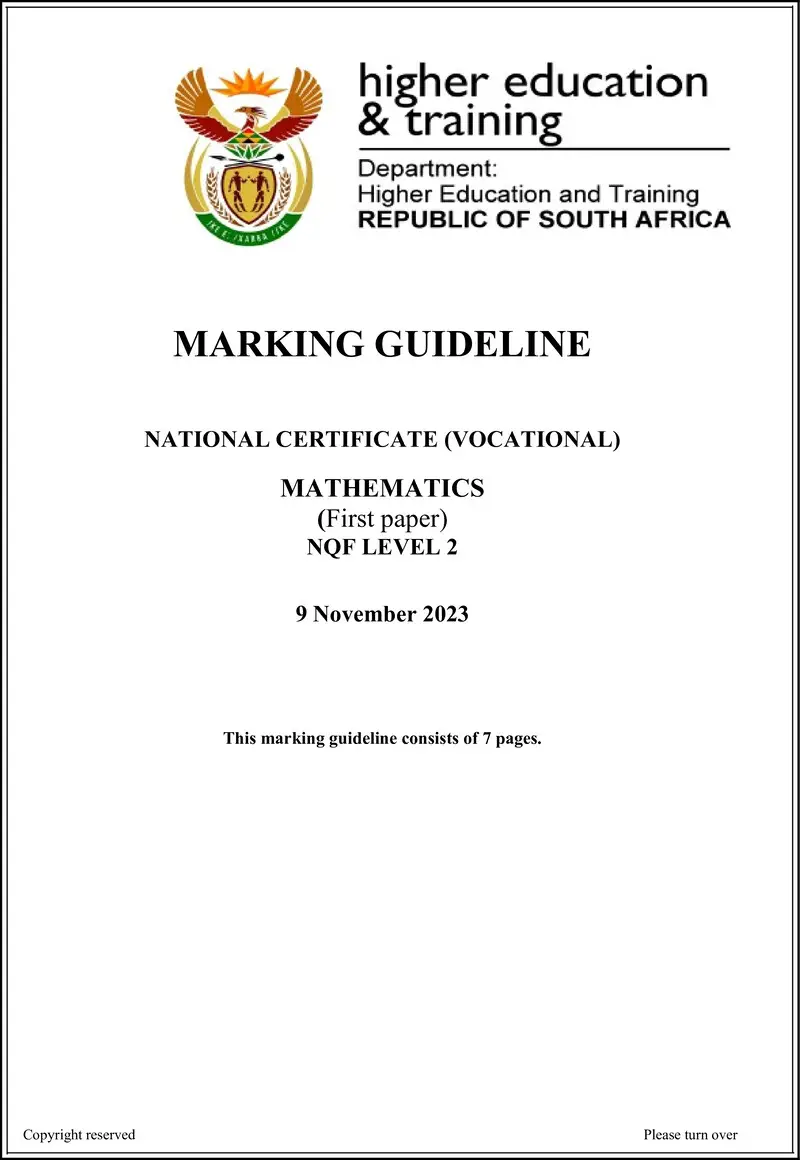 Mathematics L2 P1 MEMO Nov 2023 preview
