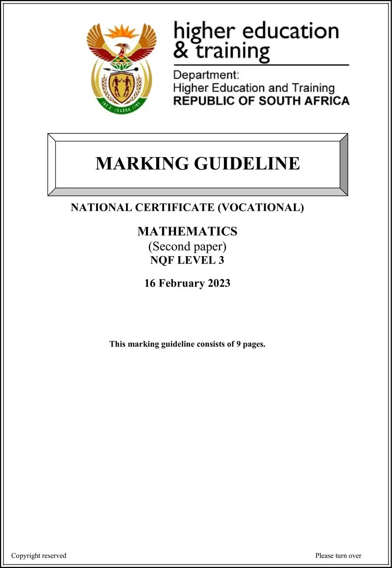 Mathematics L3 P2 MEMO Feb 2023 preview