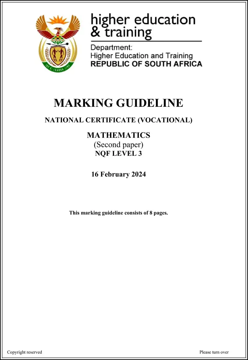 Mathematics L3 P2 MEMO Supp Feb 2022 Not 2024 preview