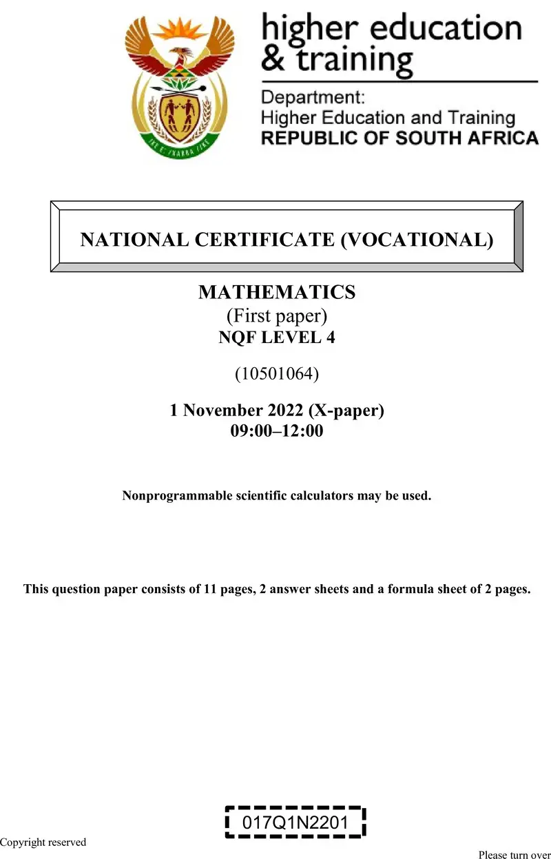 Mathematics L4 P1 QP Nov 2022 preview