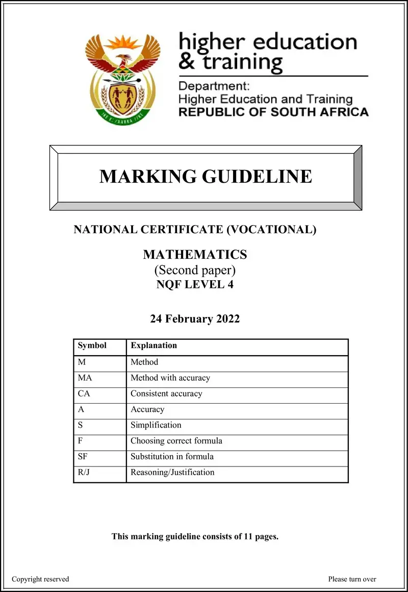 Mathematics L4 P2 MEMO Feb Supp 2022 preview