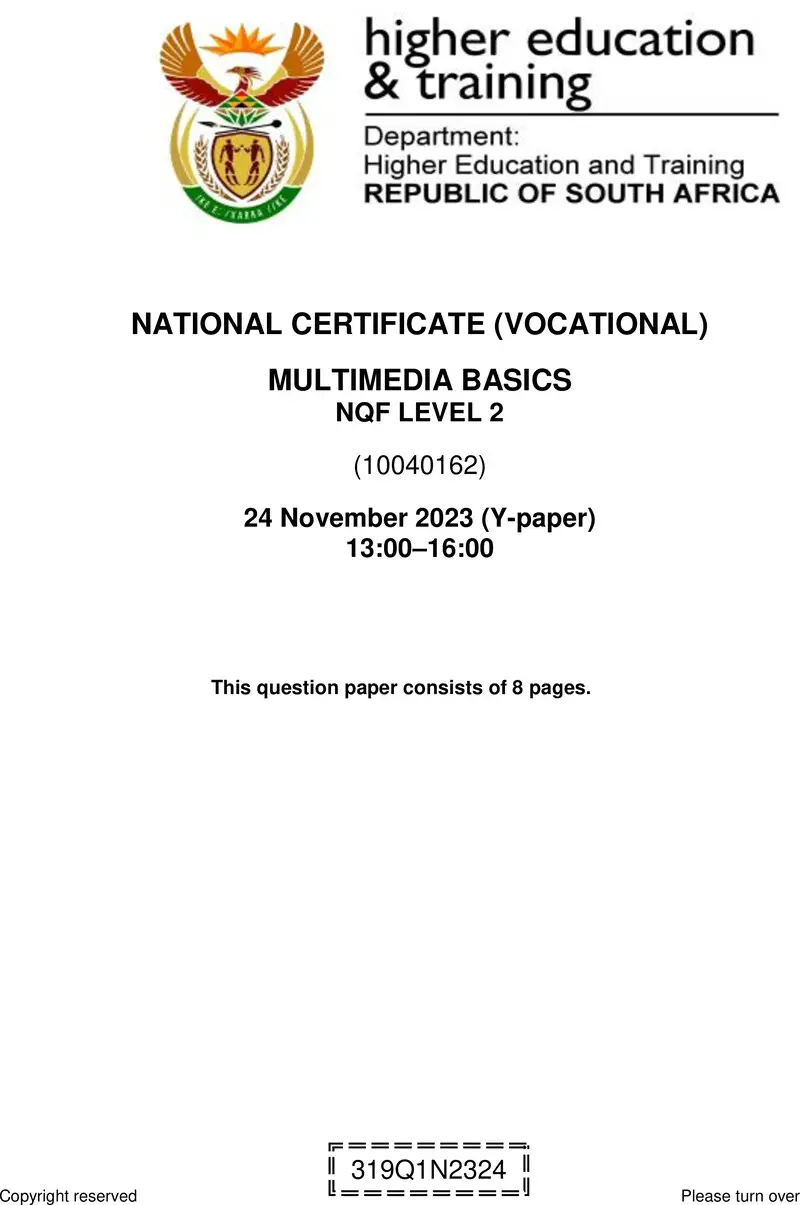 Multimedia Basics L2 QP Nov 2023 preview