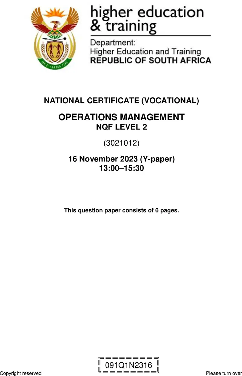 Operations Management L2 QP Nov 2023 preview