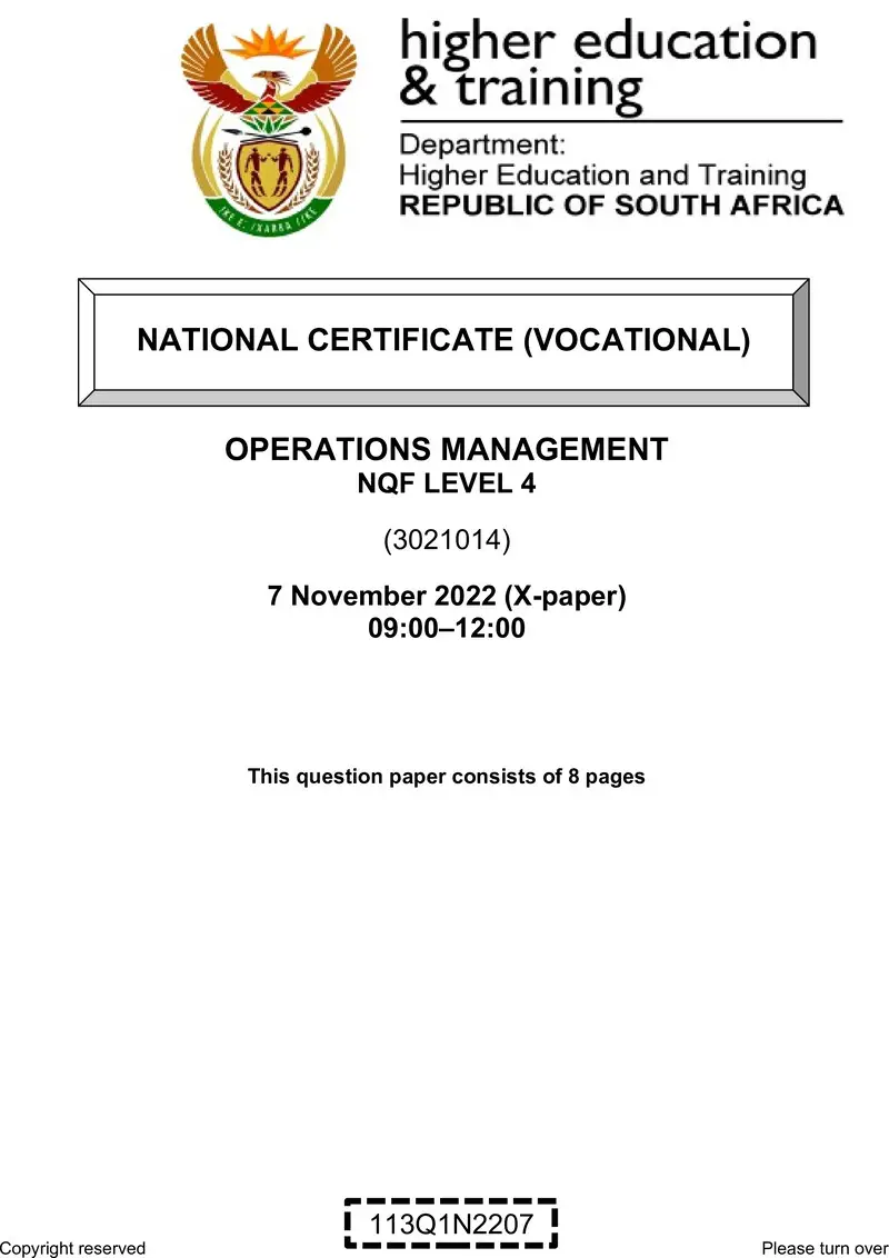 Operations Management L4 QP Nov 2022 preview