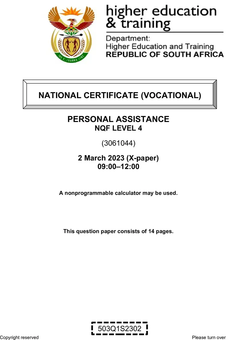 Personal Assistance L4 QP Supp 2023 preview
