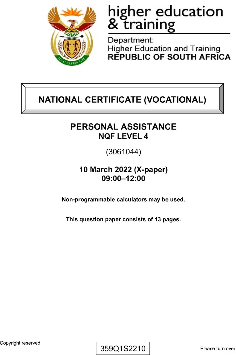 Personal Assistance L4 QP Supp Feb 2022 preview