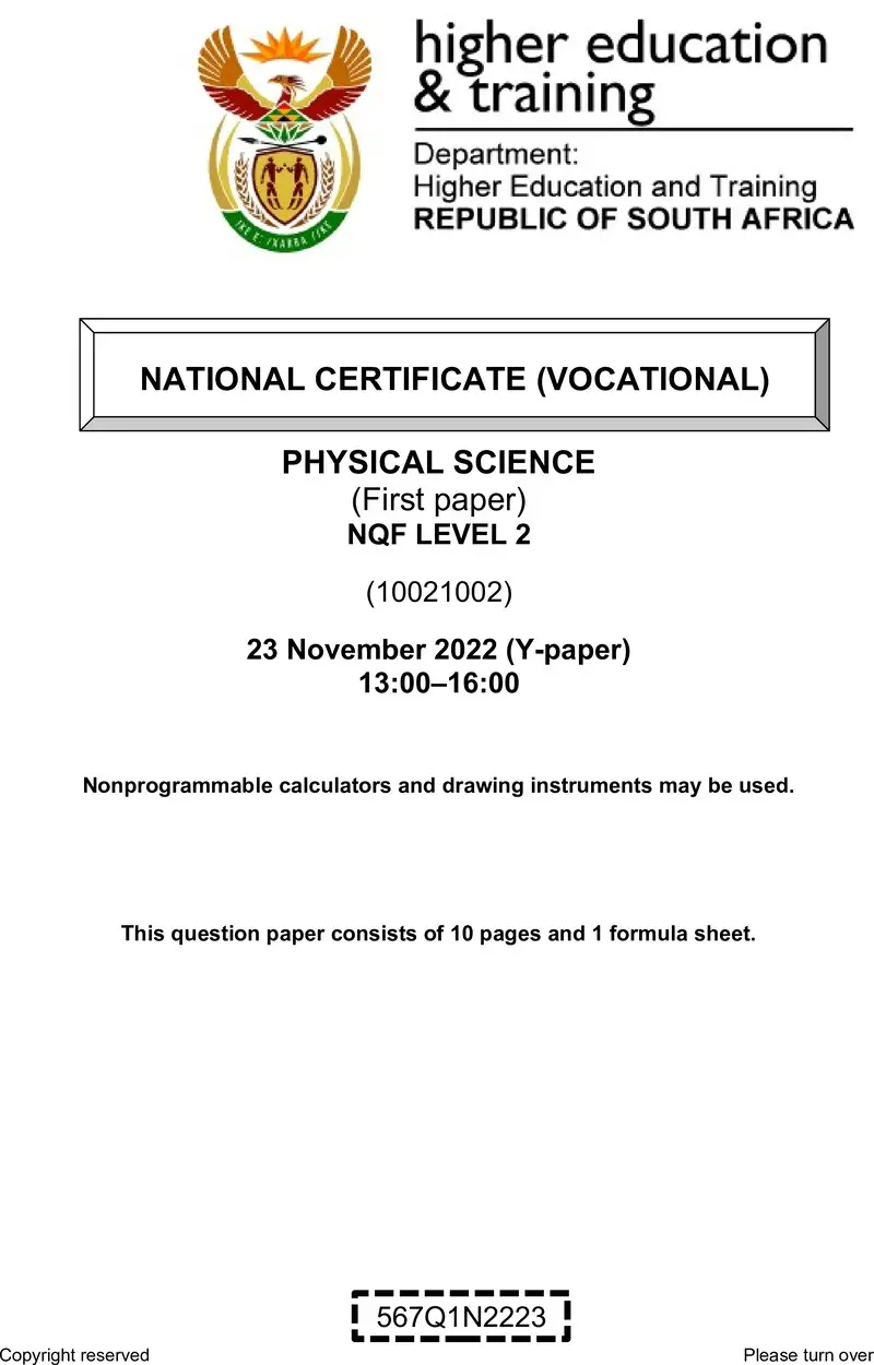 Physical Science L2 P1 QP Nov 2022 preview