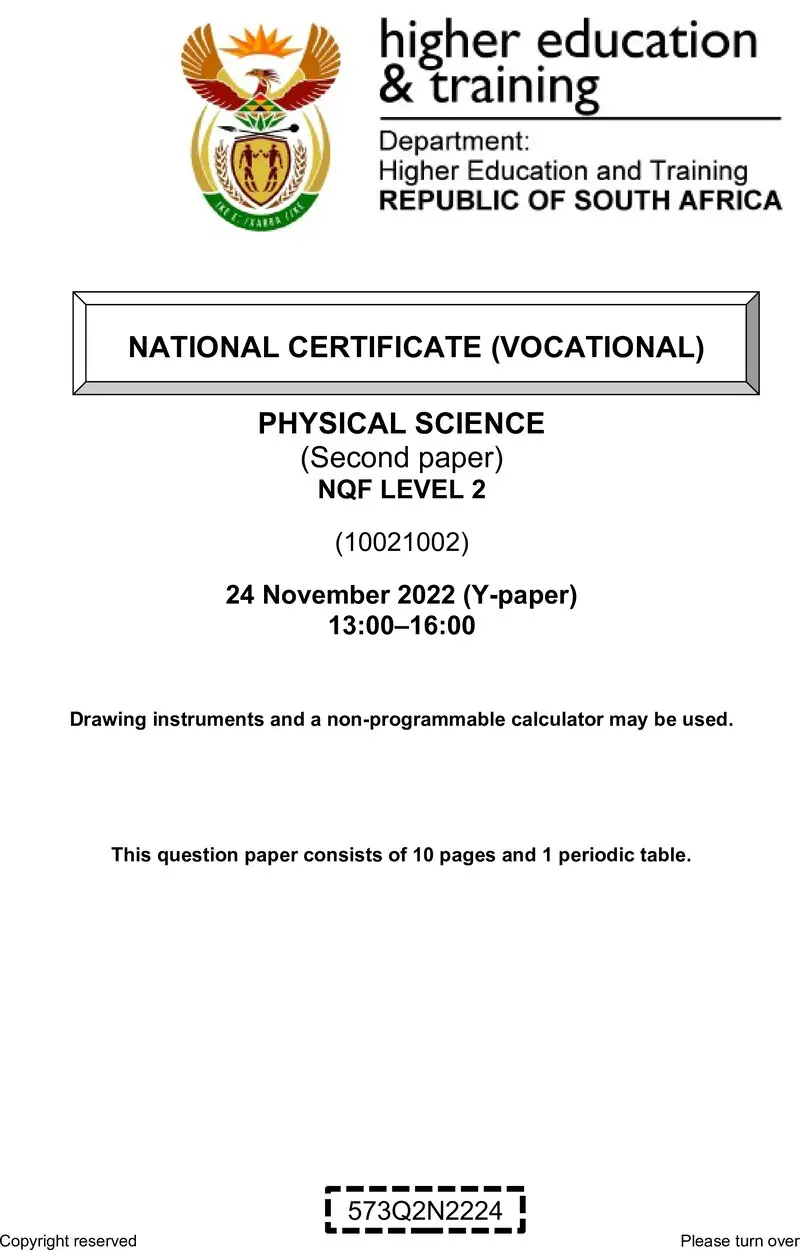 Physical Science L2 P2 QP Nov 2022 preview