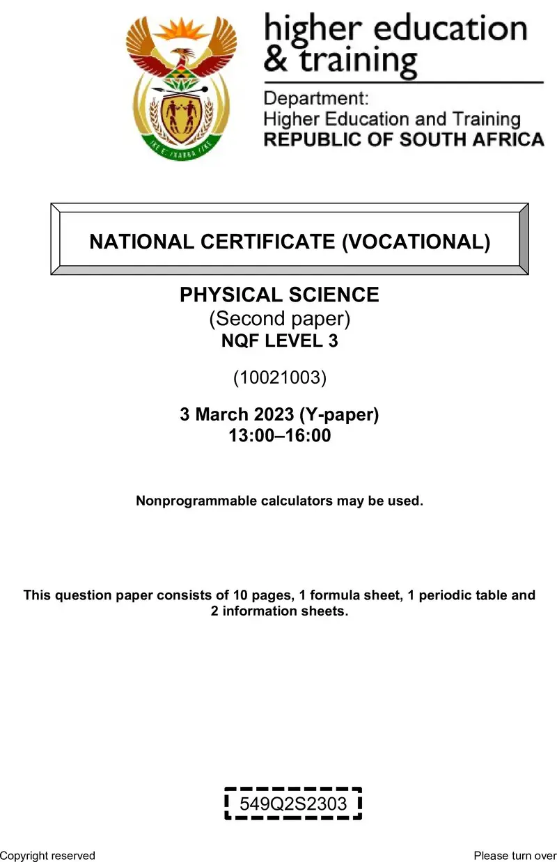 Physical Science L3 P2 QP Feb 2023 preview
