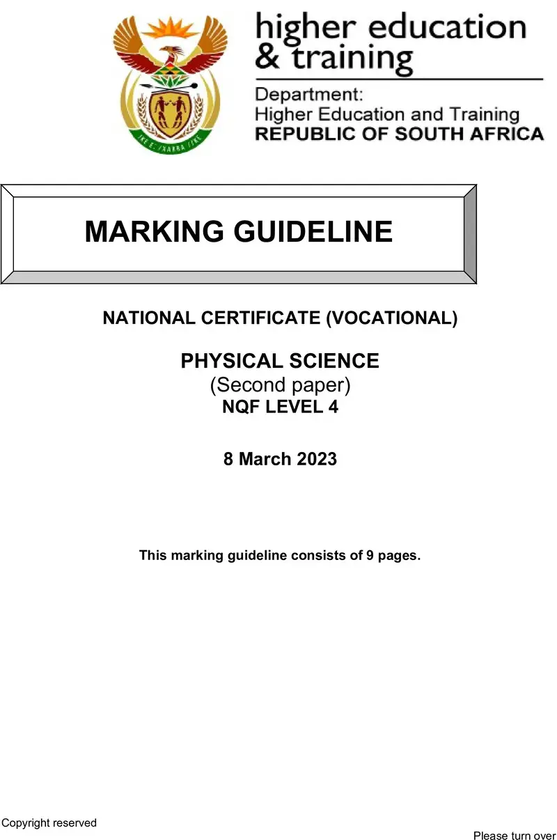 Physical Science L4 P2 MEMO Supp Feb 2023 preview