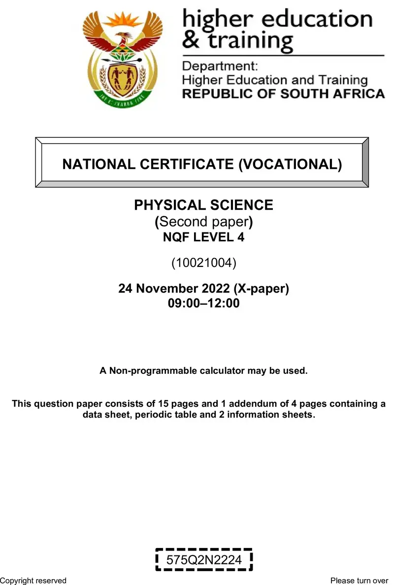Physical Science L4 P2 QP Nov 2022 preview
