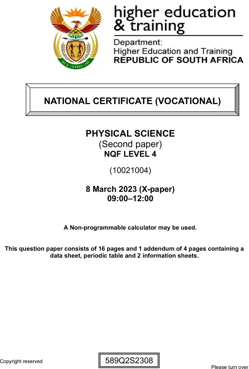 Physical Science L4 P2 QP Supp Feb 2023 preview